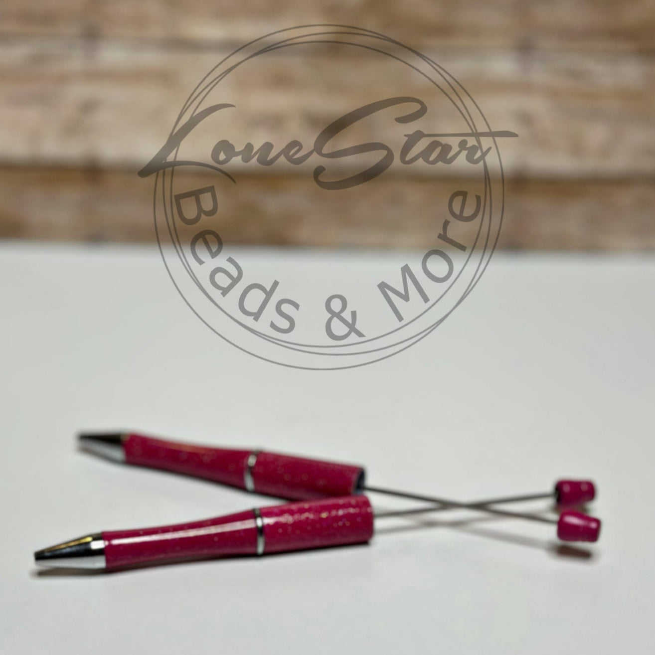 Dark Pink Glitter Beadable Pen