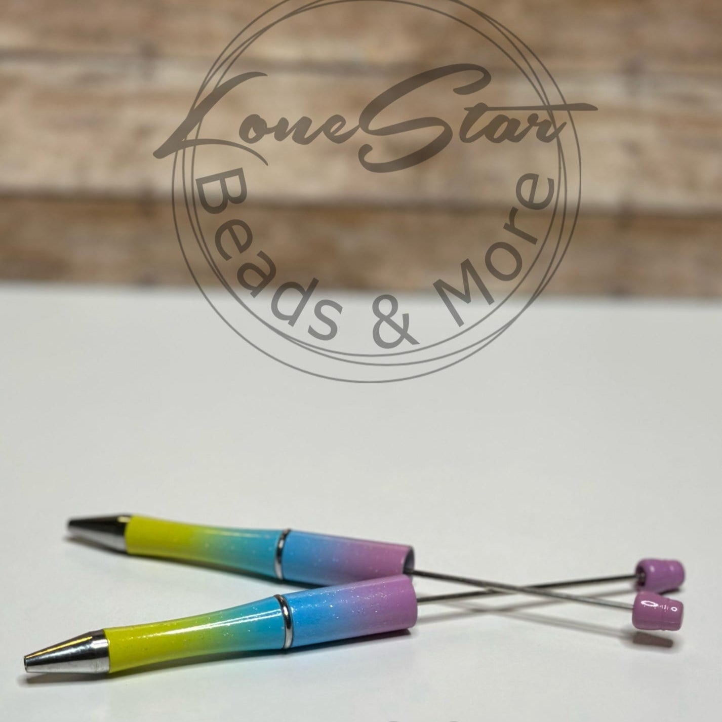 Rainbow Glitter Ombre Beadable Pen