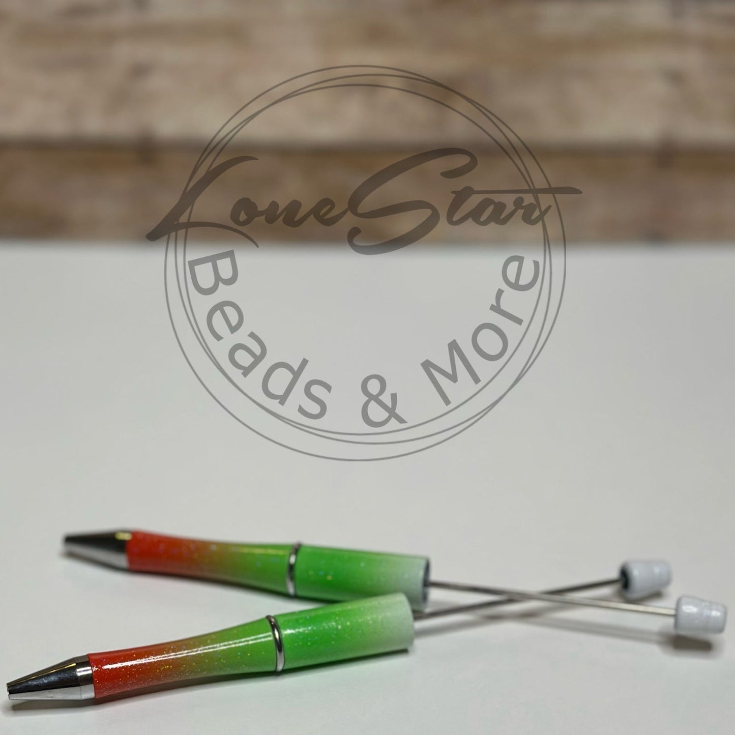 Red and Green Glitter Ombre Beadable Pen