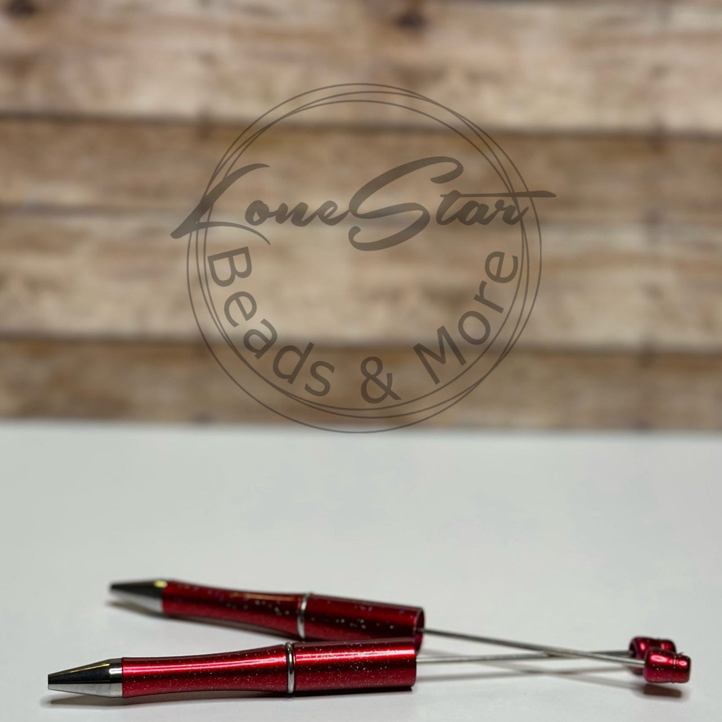 Metallic Red Glitter Beadable Pen