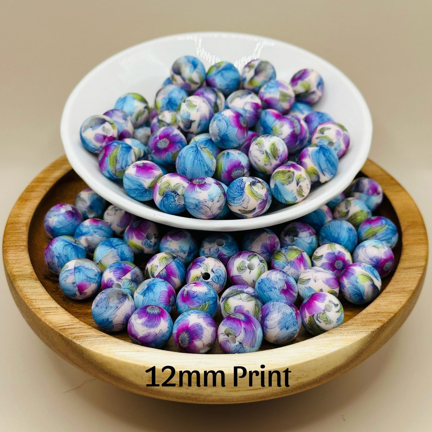 Beautiful Sketchy Floral Silicone Bead