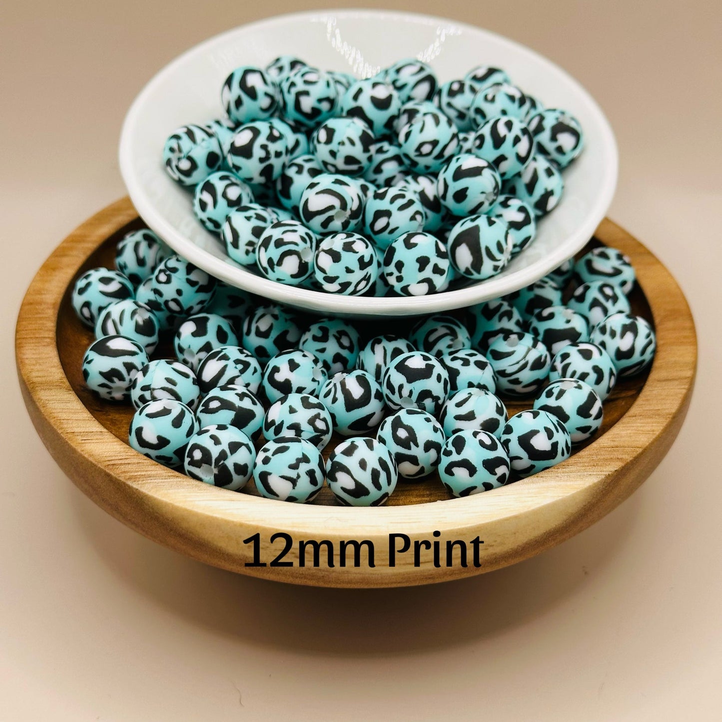 Light Blue Leopard Silicone Print Bead