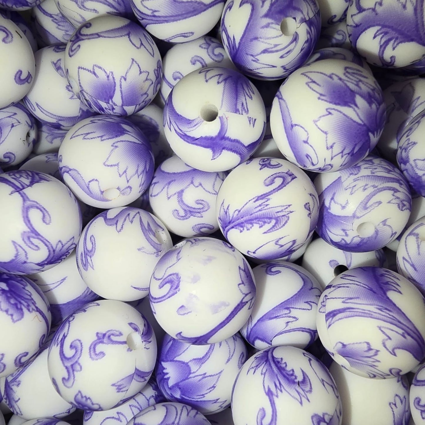 15mm Purple Toil Silicone Print Bead