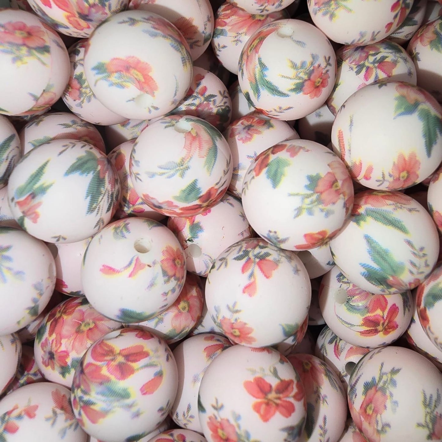 15mm Rustic Floral Silicone Bead