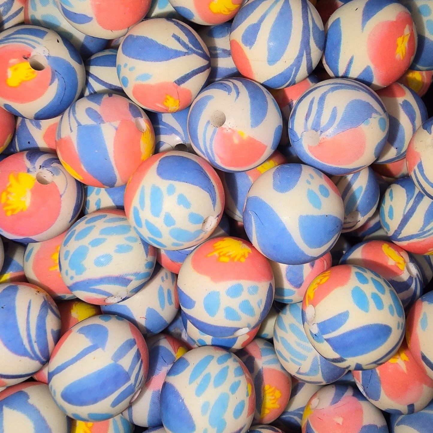 15mm Tropical Vibes Floral Silicone Bead