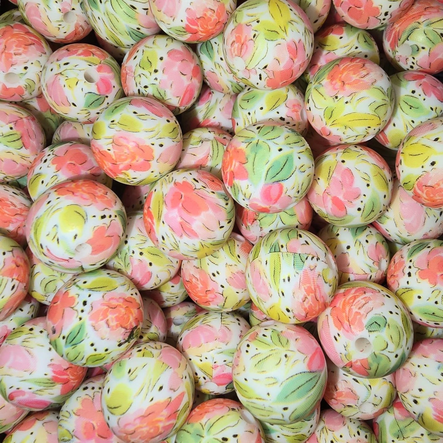 15mm Bring On Spring Floral Silicone Print Bead
