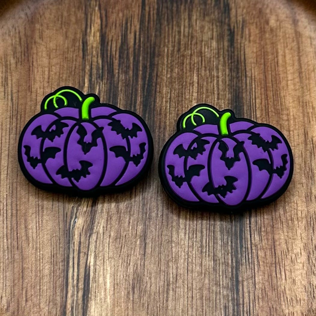 Purple Bat Halloween Pumpkin Focal Bead