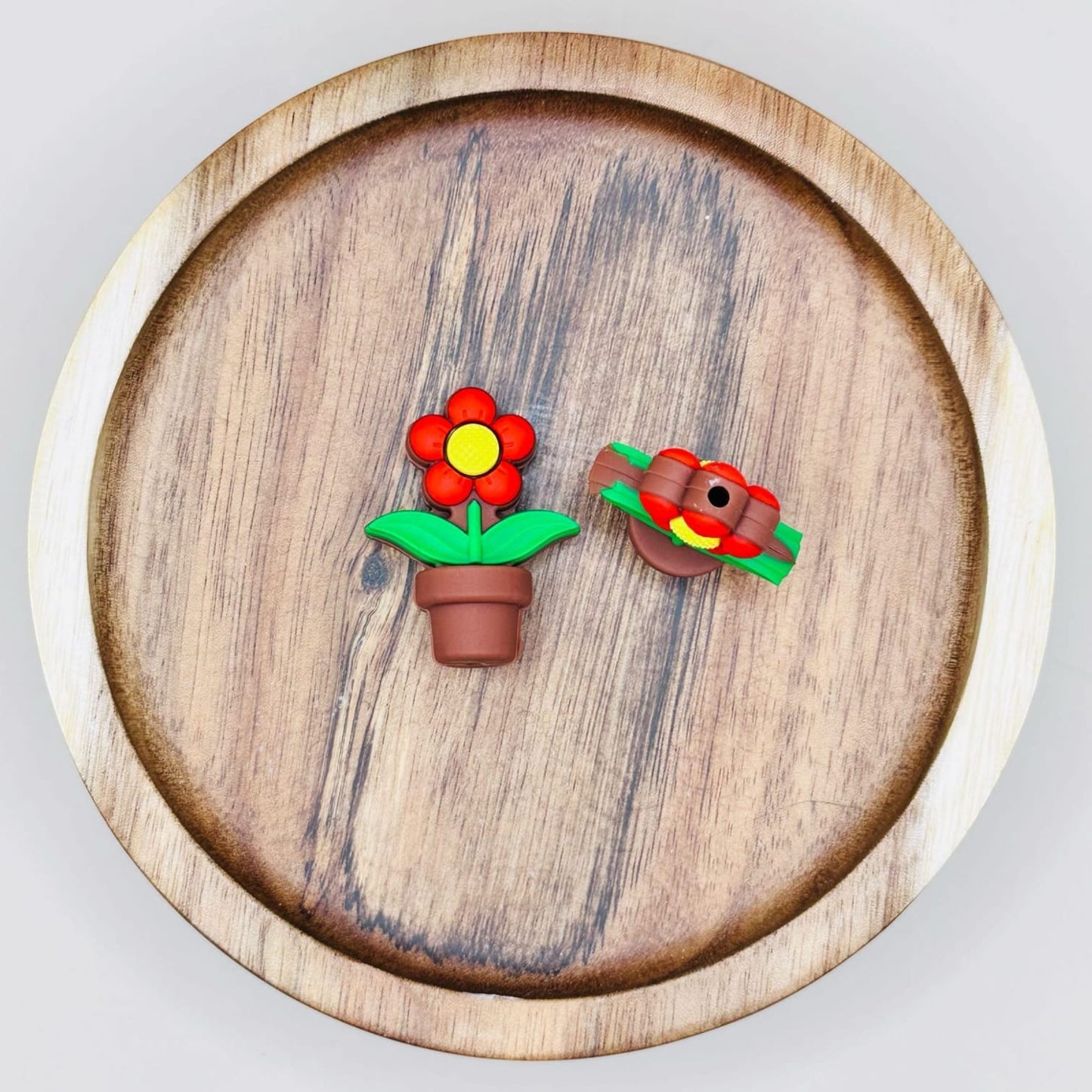 Red 3D Flower Focal Bead