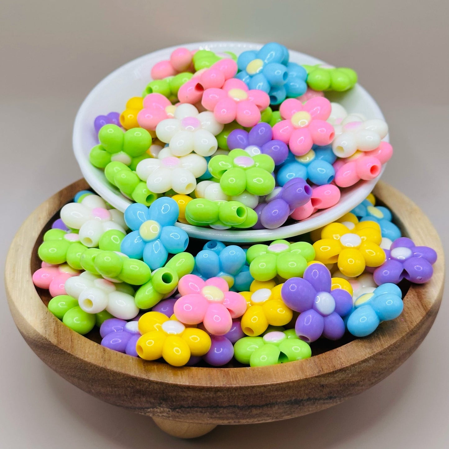 14mm Neon Flower Acrylic Beads