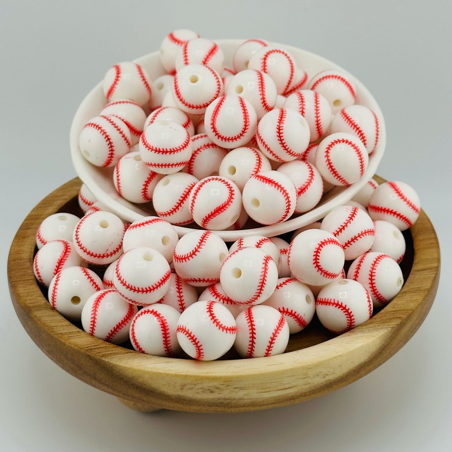 16mm Matte Baseball Acrylic Beads