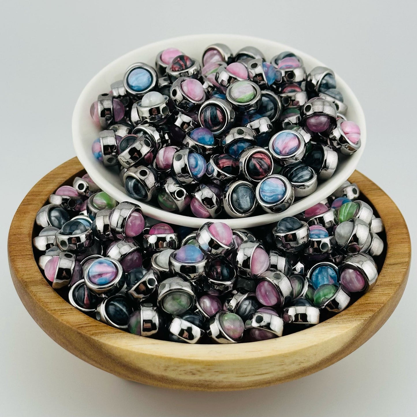 14mm Metal Opal Acrylic Beads