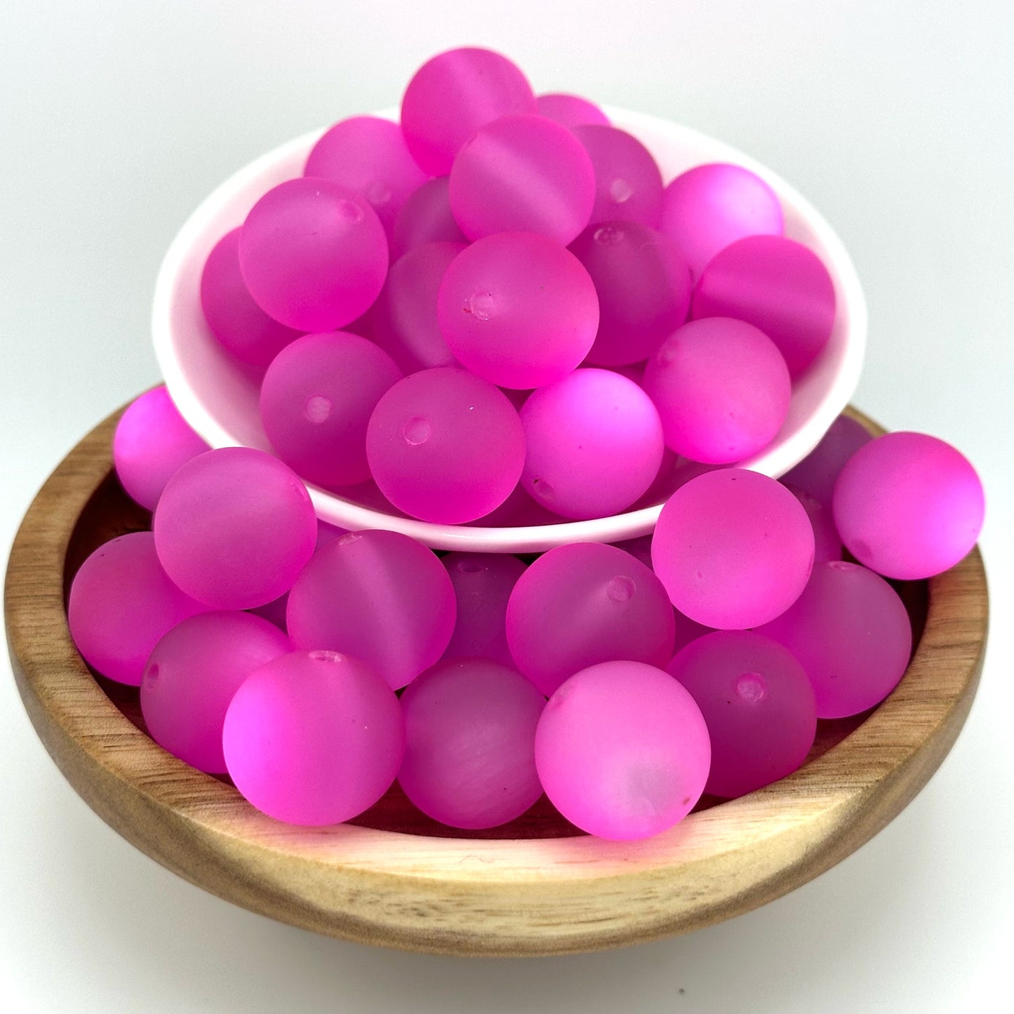 20mm Pink Frosted Acrylic Beads