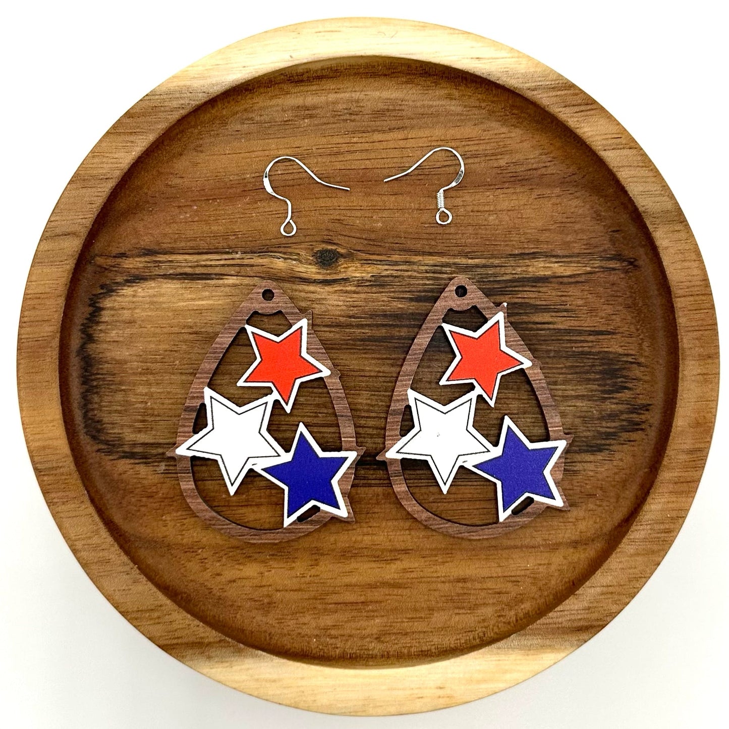 Patriotic Dangle Wooden Earrings