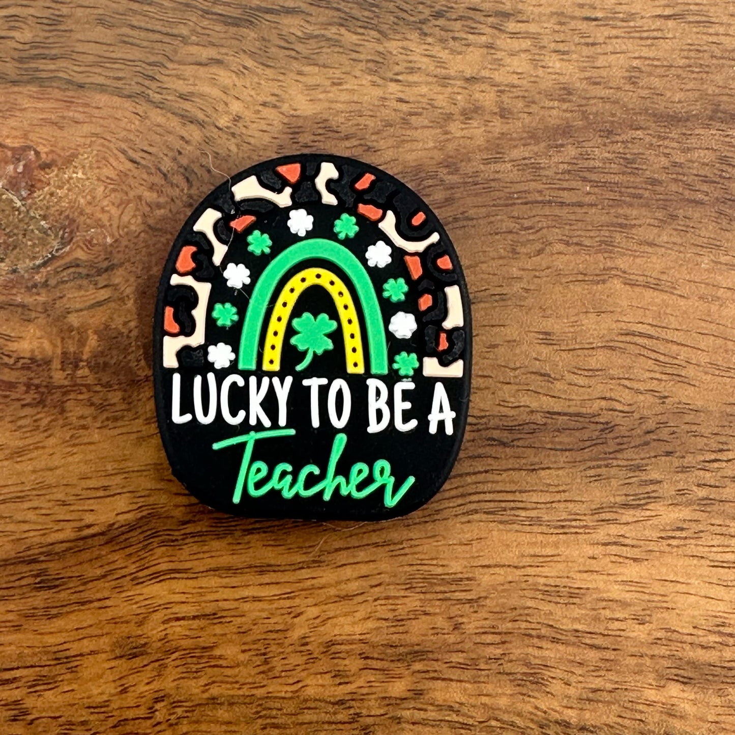Lucky To Be A Teacher Rainbow Focal Bead
