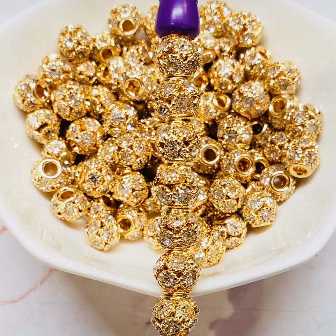 8mm Gold Metal Rhinestone Spacer