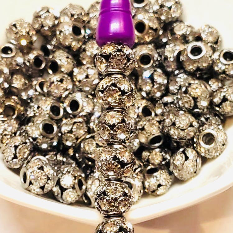 8mm Gunmetal Iridescent Metal Rhinestone Spacer