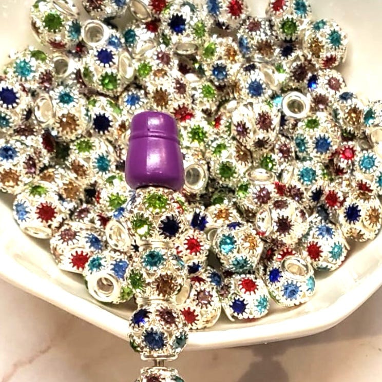 8mm Rainbow Metal Rhinestone Spacer