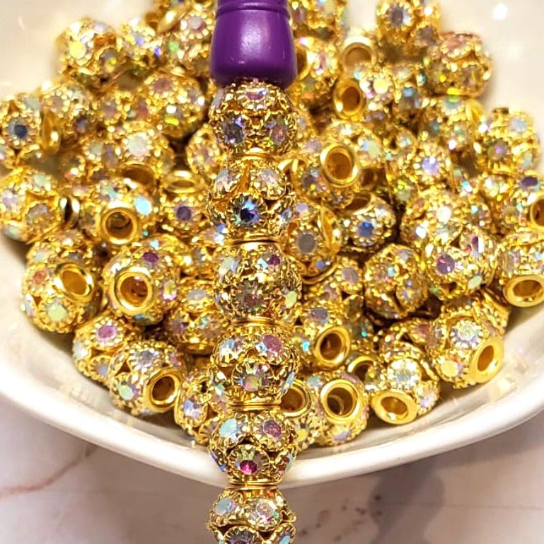 8mm Gold Iridescent Metal Rhinestone Spacer