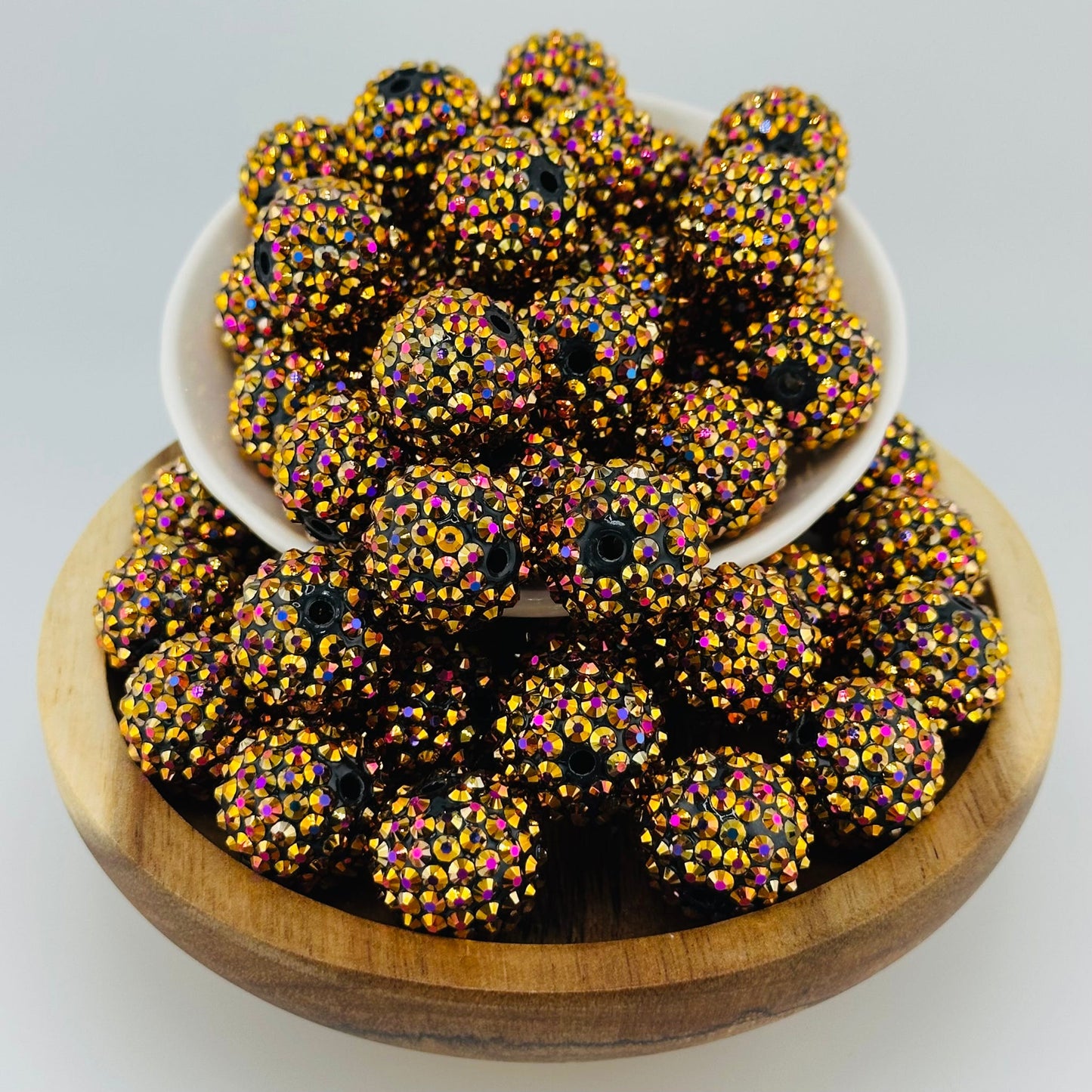 20mm Gorgeous Gold Rhinestone Acrylic Beads