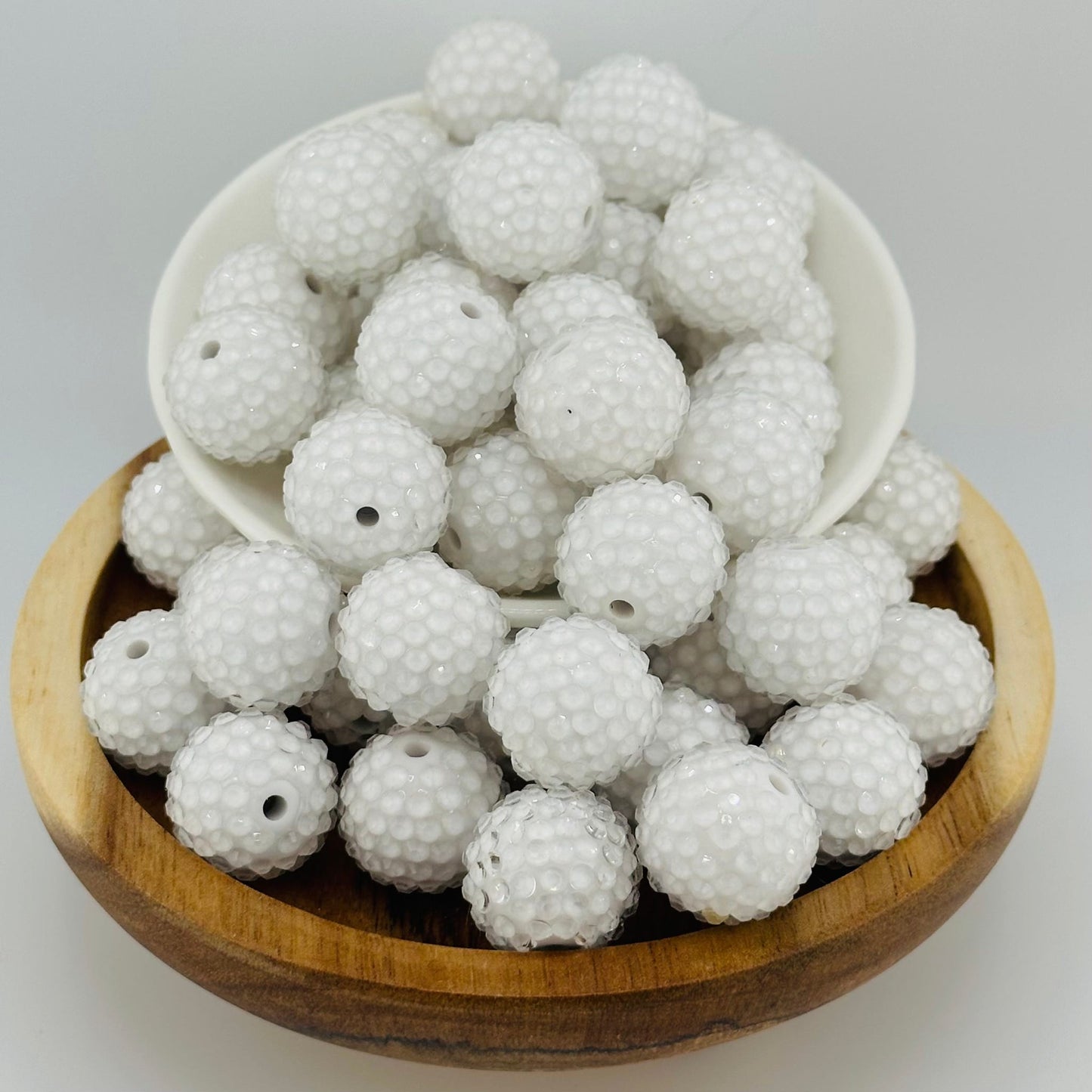 20mm White Jelly Rhinestone Acrylic Beads