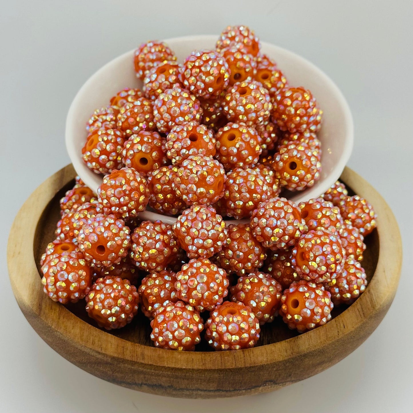 16mm Burnt Orange Rhinestone Acrylic Beads