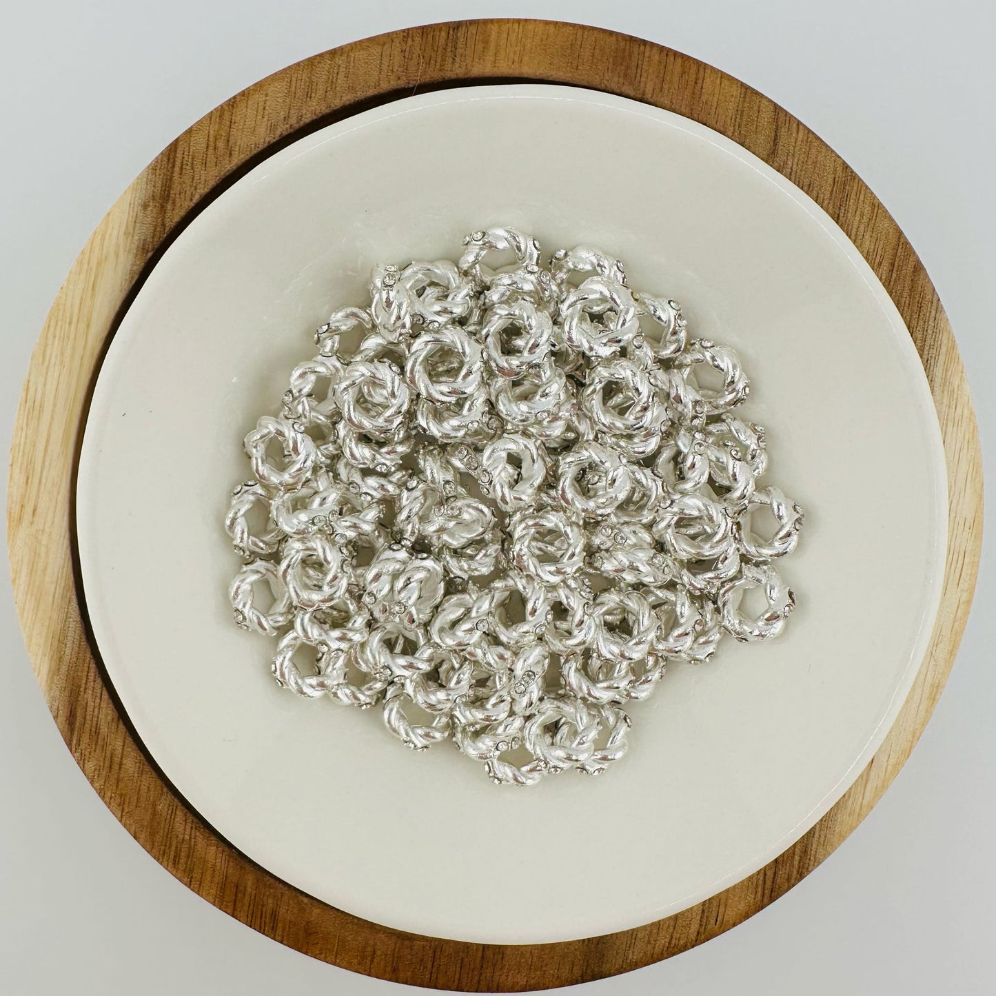 10mm Silver Rhinestone Twist Spacer