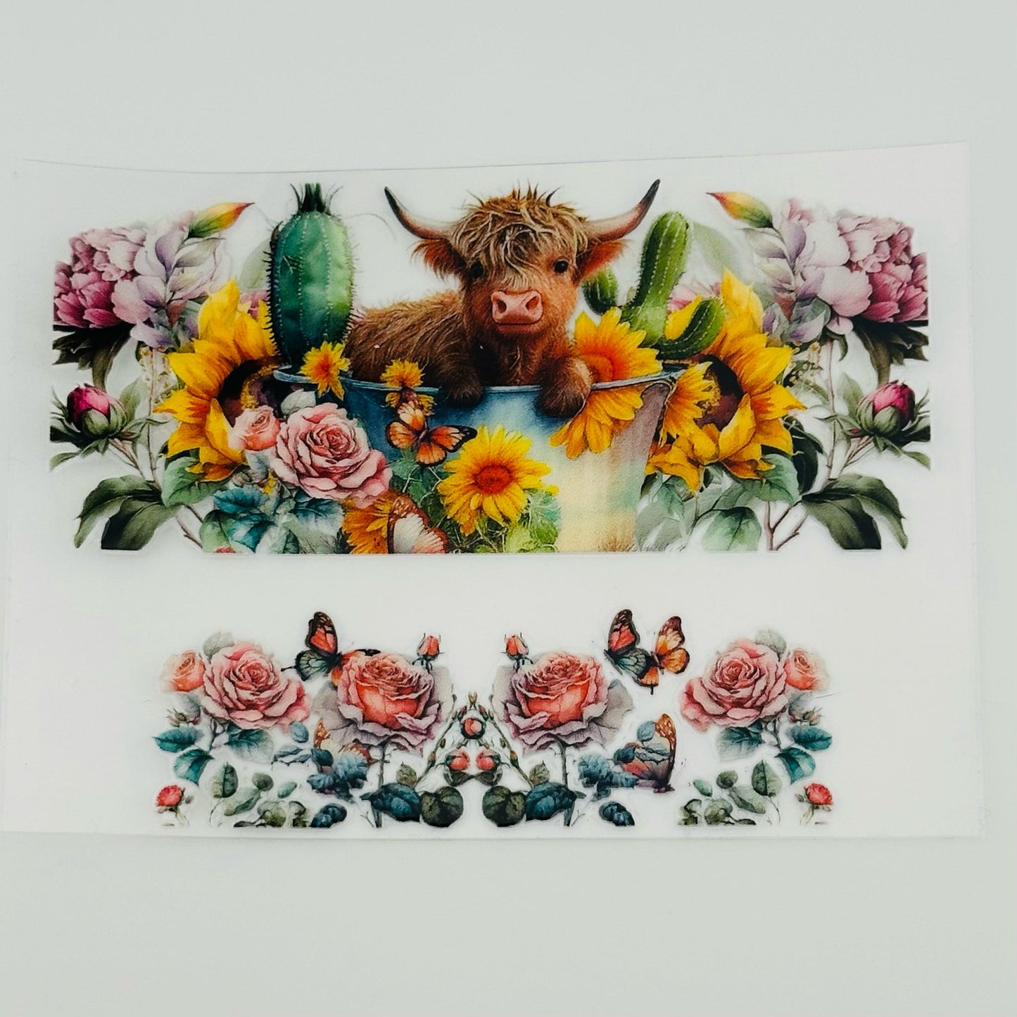 Floral Highland Cow Mini Tumbler Wrap