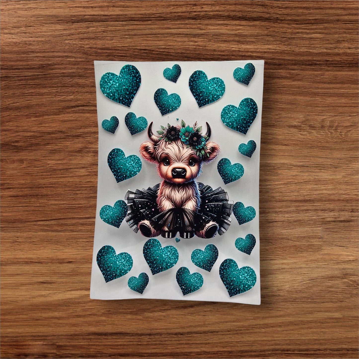 Teal Girly Cow A5 Notebook Wrap