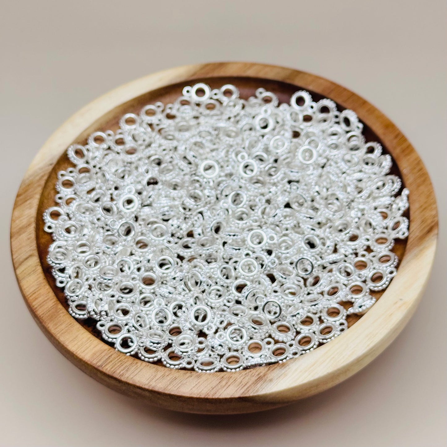 8mm Silver Swirls Dot Bail Beads