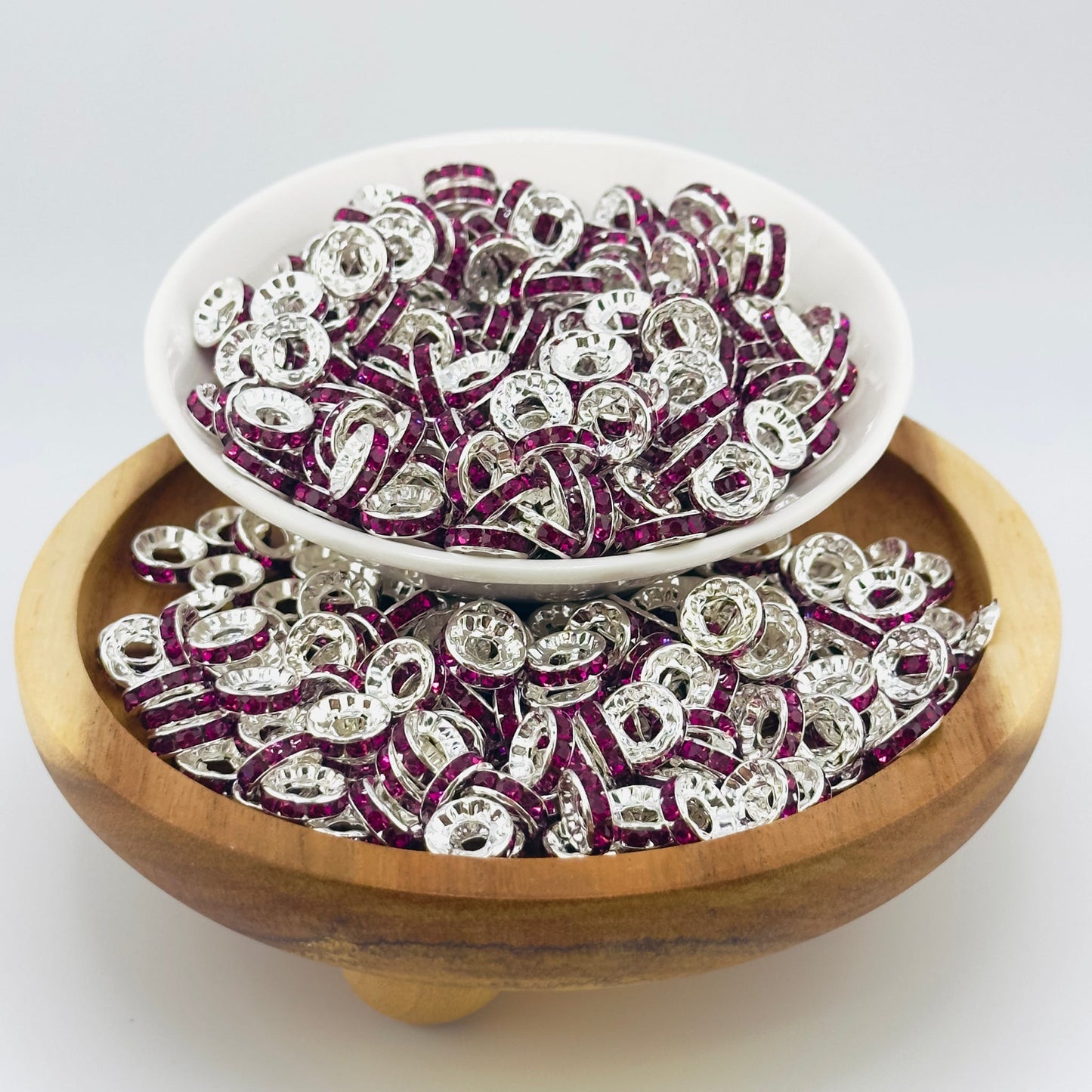 10mm Purple Big Hole Rhinestone Spacer