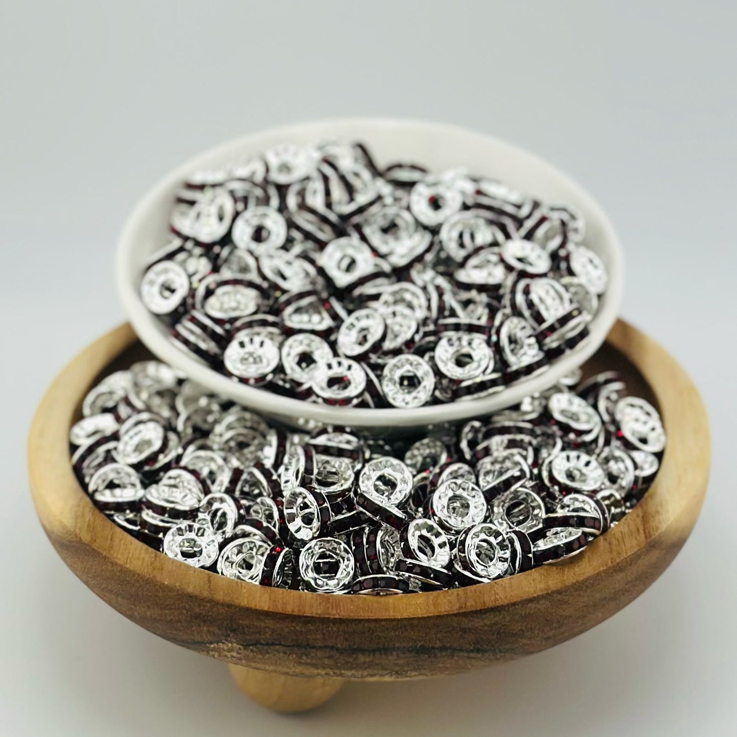 10mm Deep Red Big Hole Rhinestone Spacer