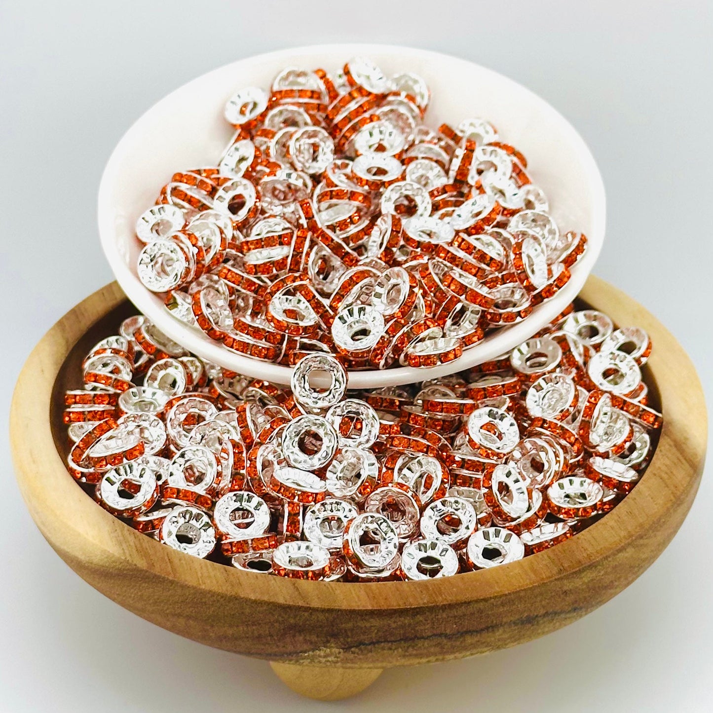 10mm Orange Big Hole Rhinestone Spacer