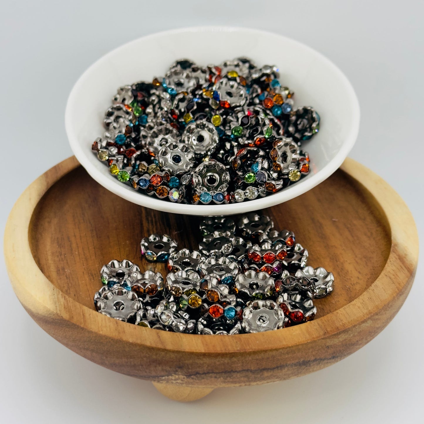 12mm Multicolor Wavy Rhinestone Spacers