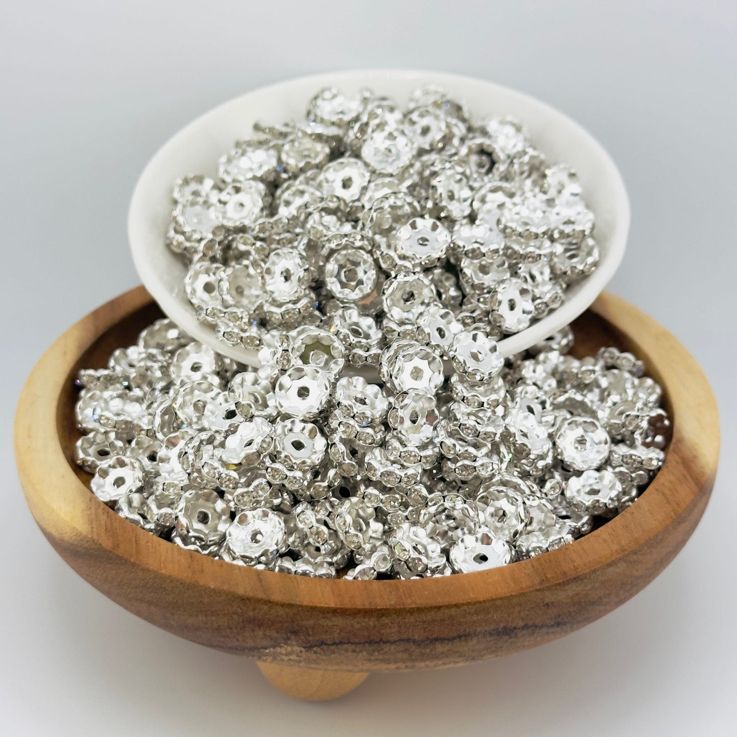 10mm Silver Wavy Rhinestone Spacer