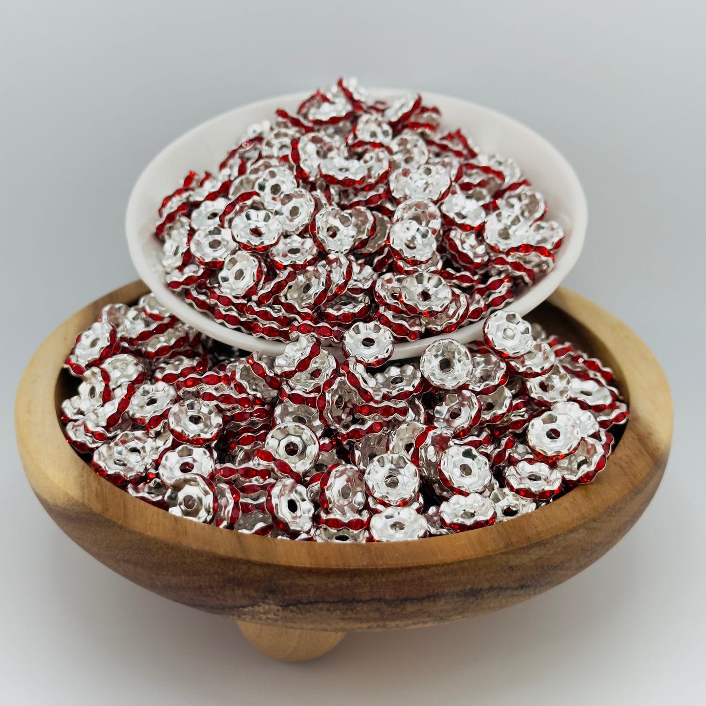 10mm Red Wavy Rhinestone Spacer
