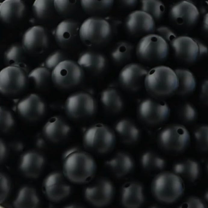 Black Solid Silicone Bead