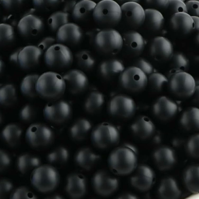 Black Solid Silicone Bead