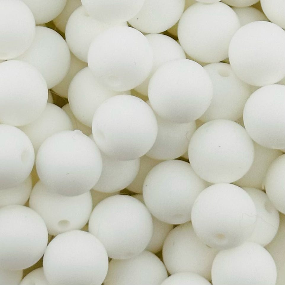 White Solid Silicone Bead