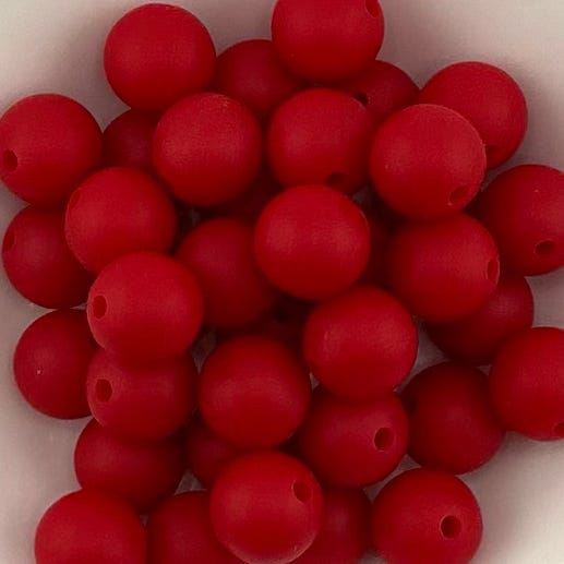 Christmas Red Solid Silicone Bead