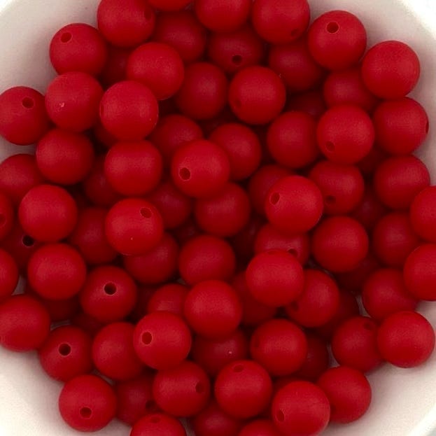 Christmas Red Solid Silicone Bead