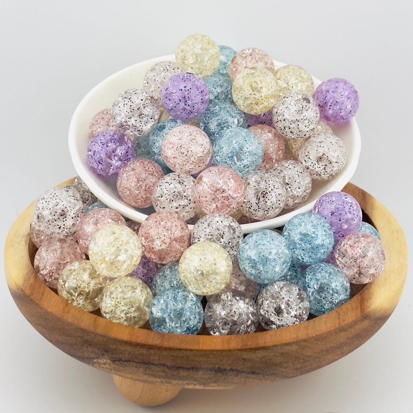 16mm Crystalized Glitter Acrylic Beads