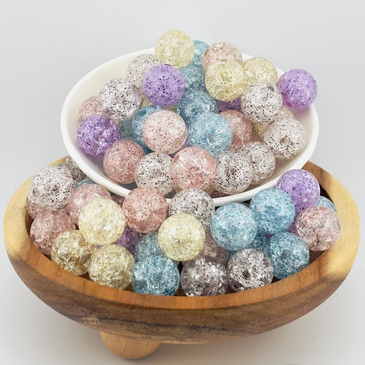 16mm Crystalized Glitter Acrylic Beads