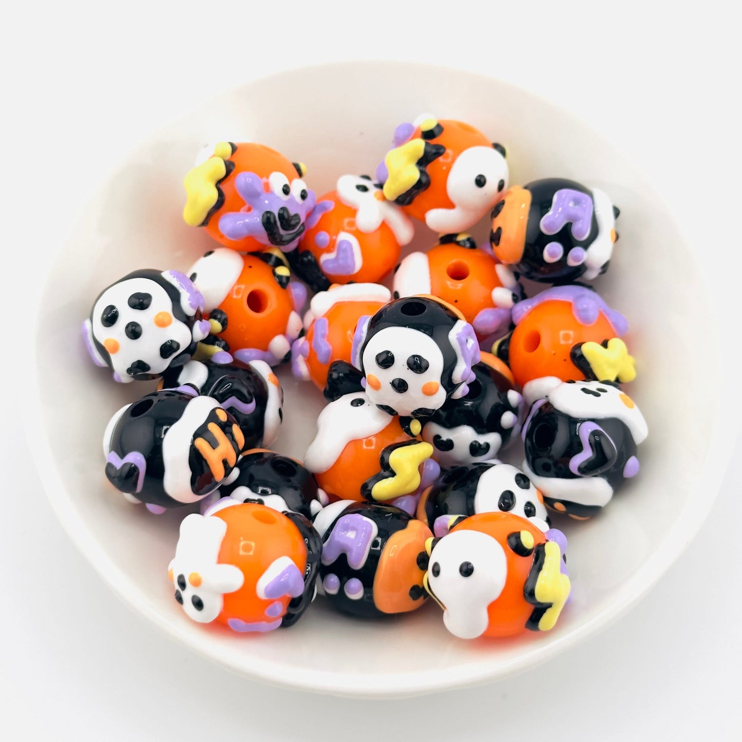 Hand Painted Halloween Acrylic Beads