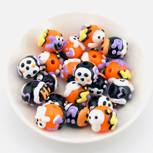 Hand Painted Halloween Acrylic Beads