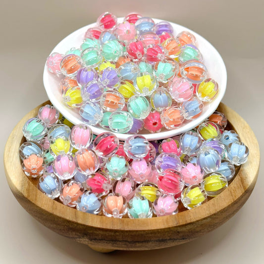 12mm Soft Color Pumpkin Shaped Acrylic Beads