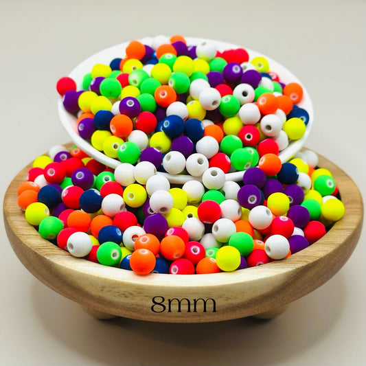 8mm Matte Neon Beads