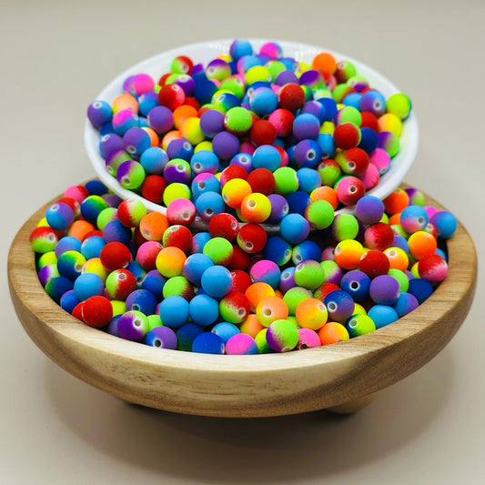 8mm Matte Neon Ombre Beads
