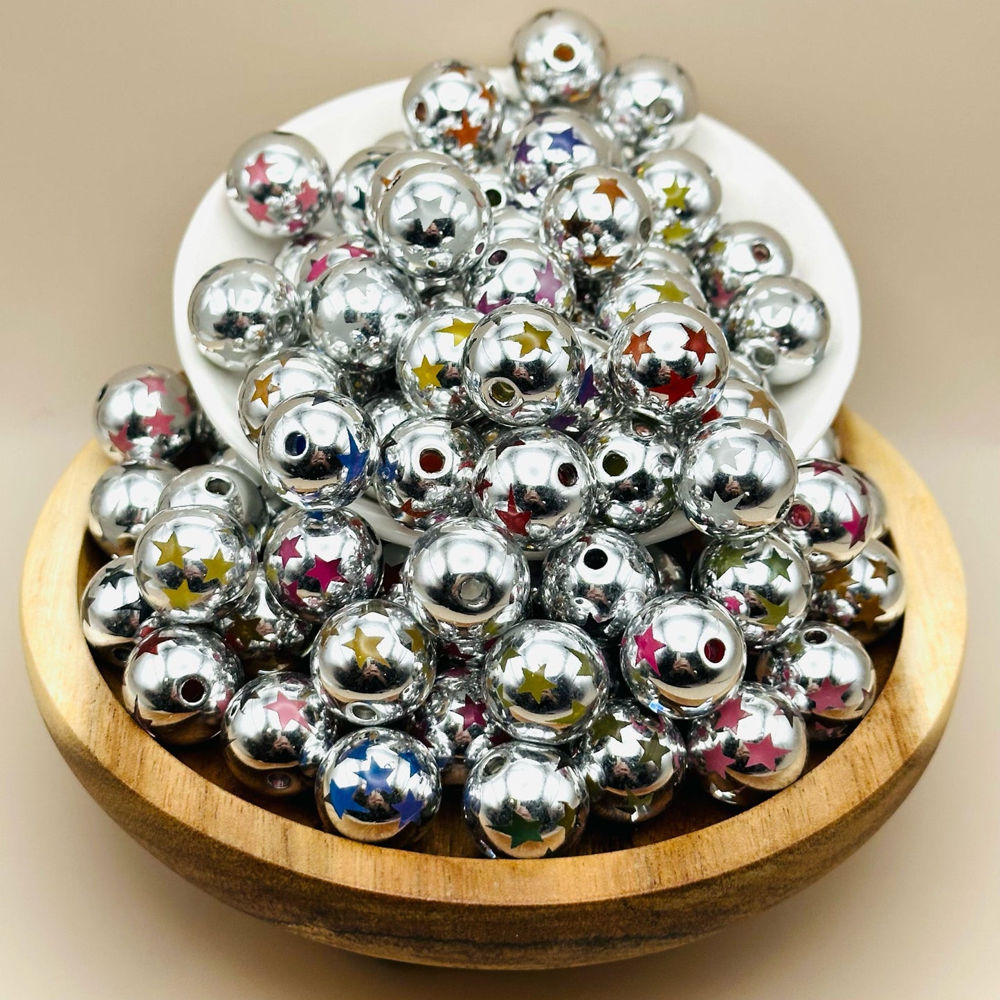 Metallic Stars Acrylic Bead