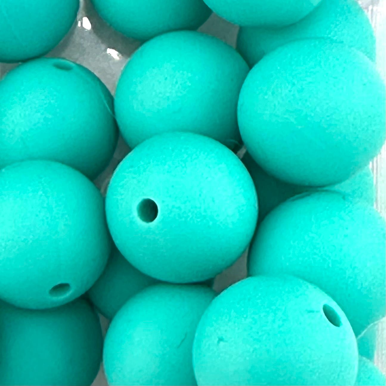 Teal Twister Solid Silicone Bead