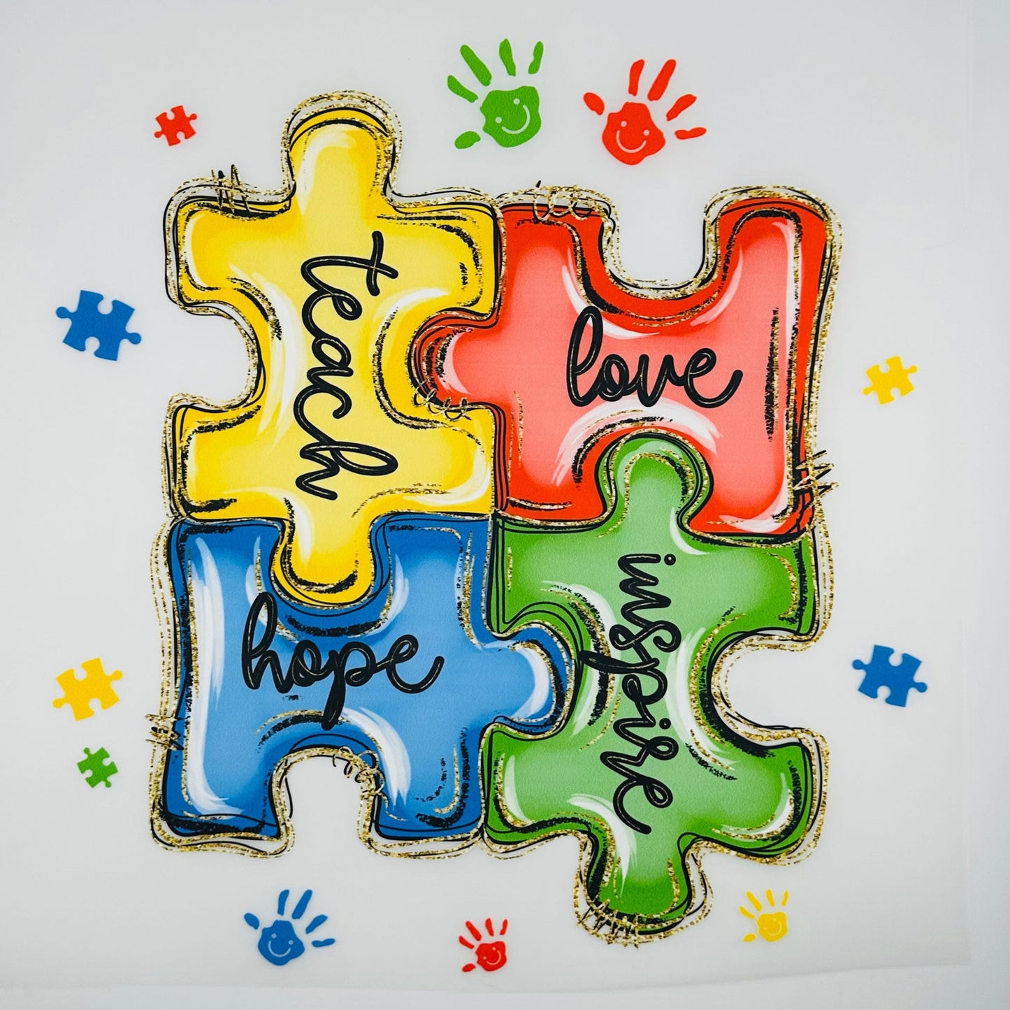Autism Puzzle Pieces DTF Print
